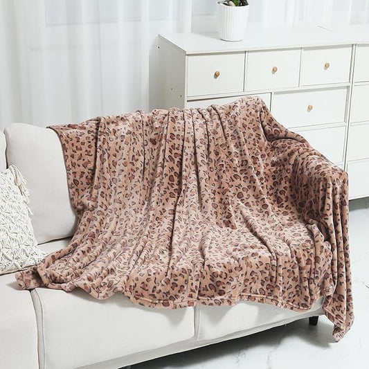 Viviland Fleece Blanket Twin Size Cheetah Print - 280GSM Lightweight Soft Fuzzy Cozy Plush Throw Blanket for Couch, Bed, Sofa, Travel, Camping, 60x80 inches