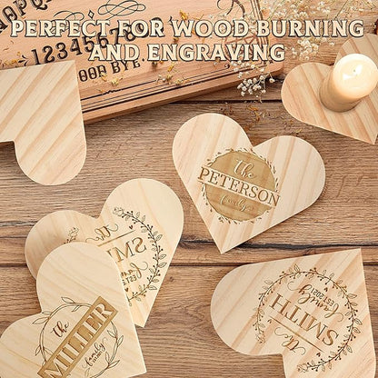 12 Pieces Unfinished Wood Coasters, GOH DODD 4 Inch Wooden Blanks with Non-Slip Pads for Laser Engraving Wood Burning Staining Painting Decoupage Housewarming Gifts Wedding Crafts Education, Heart