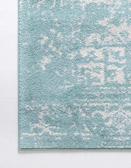 Rugs.com Arlington Collection Rug – 4' x 6' Aqua Medium-Pile Rug Perfect for Living Rooms, Large Dining Rooms, Open Floorplans