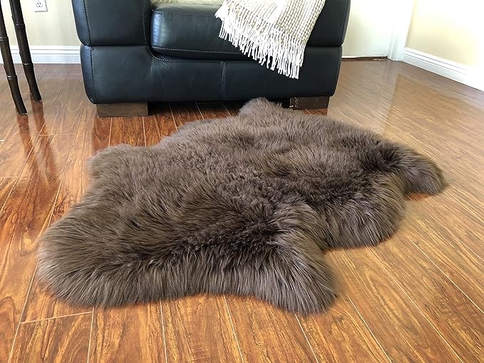 Free Shape Luxury Soft Fluffy Shag Area Rug Single 2’x3’, 60x90cm - Vegan Fur Ultra Soft Indoor Carpet Nursery Rugs for Bedroom Home Decor, Brown