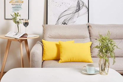 TangDepot Handmade Decorative Solid 100% Cotton Canvas Throw Pillow Covers/Pillow Shams, (12"x18", Yellow)