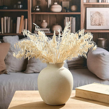 SIDUCAL Ceramic Decorative Flower Vase | 7.48 Inch Pottery Rustic Farmhouse Boho Vase for Home Decor, Table, Living Room, Bathroom, Coffee Desk, Shelf, Mantel Decoration, Wedding, White