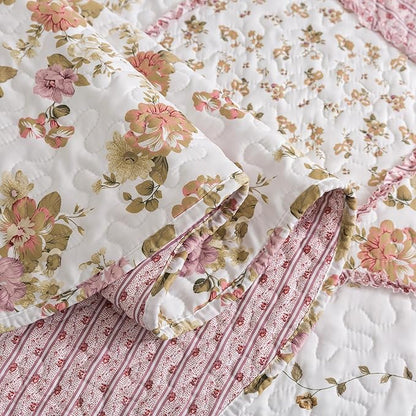 HoneiLife Quilt Set King Size - Fluffy Bedspreads 106x96, Microfiber Quilts 3-Piece, Patchwork Coverlet Rustic Bedding Sets All Season Quilts
