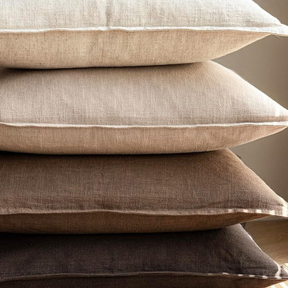 Foindtower Pack of 2, Decorative Linen Soild Throw Pillow Covers Soft Accent Cushion Case Boho Farmhouse Neutral Pillowcase for Couch Sofa Bedroom Living Room Home Decor 20 x 20 Inch Reddish Brown