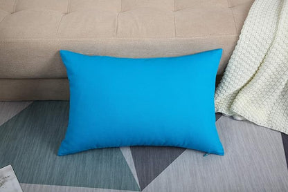 TangDepot Handmade Decorative Solid 100% Cotton Canvas Throw Pillow Covers/Pillow Shams, (12" x20" , Pacific Blue, 1 Count (Pack of 1))