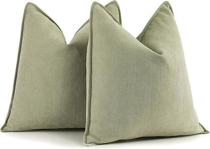 ZWJD Sage Green Pillow Covers 24x24 Set of 2 Chenille Throw Pillow Covers with Elegant Design Soft and Luxurious Decorative Throw Pillows for Couch, Bed, and Home Decor