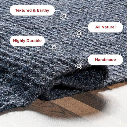Nuloom Daniela Navy, 3' x 5', Handmade, Jute, Tassel, Soft and Textured, High Traffic, Stain Resistant, Easy Clean, Durable Area Rug for Bedroom, Living Room, Dining Space, Foyer, Entryway