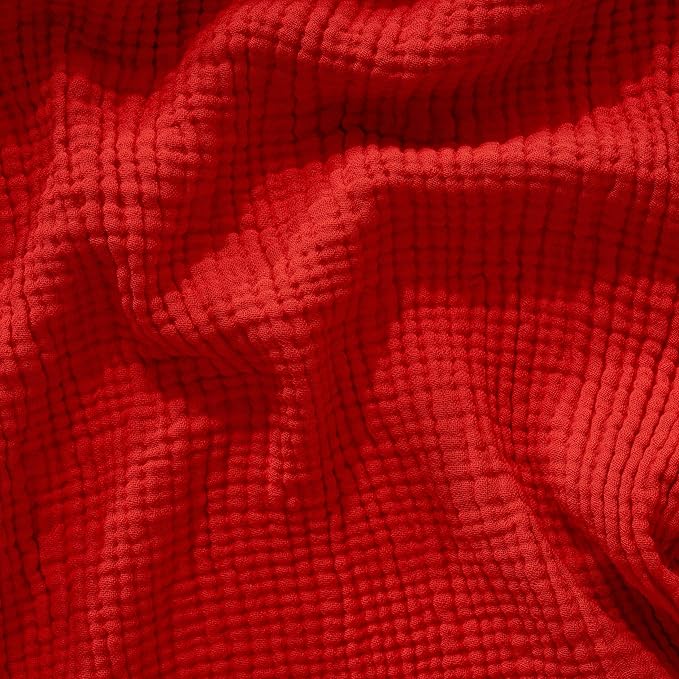 Muslin Blanket - Pure 100% Turkish Cotton Airy Soft Light Versatile Gauze Throw Blanket for Bed, Couch, Sofa (Red, Queen XL Size (95" x 95" inch))