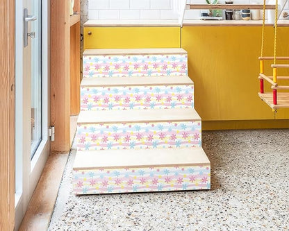 FLFK Wallpaper Border, Rainbow Flowers Peel and Stick Wall Border Self Adhesive Wall Paper Borders for Bedroom Living Room Girl's Room Kitchen Bathroom 9"x240"