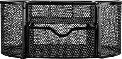 Amazon Basics Pen Holder and Desk Organizer, Office Caddy Storage, Black, ‎9.25" x 4.53" x 3.94"