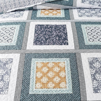 HoneiLife Quilt Sets King Size - 3 Pieces Microfiber Bedspreads Lightweight Coverlets Retro Bed Cover King Quilt Bedding Set All Season Quilts-Grey
