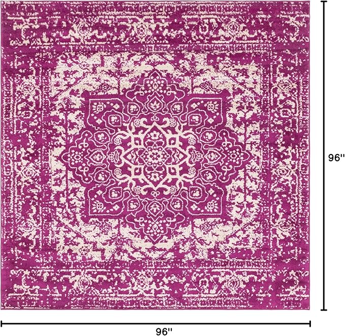 Rugs.com Arlington Collection Rug – 8 Ft Square Purple Medium-Pile Rug Perfect for Living Rooms, Kitchens, Entryways