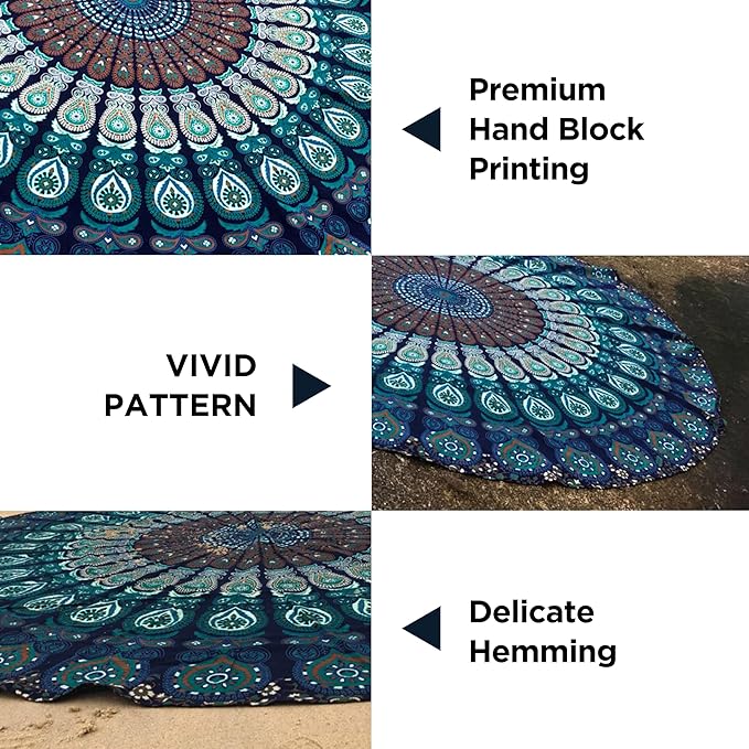 raajsee Turquoise Blue Tapestry- Best Mandala Wall Hanging- Bedding Tapestry For Bedroom Aesthetic-Size Poster (30x40 Inches / 76x101 Cms)