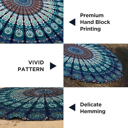 raajsee Turquoise Blue Tapestry- Best Mandala Wall Hanging- Bedding Tapestry For Bedroom Aesthetic-Size Poster (30x40 Inches / 76x101 Cms)