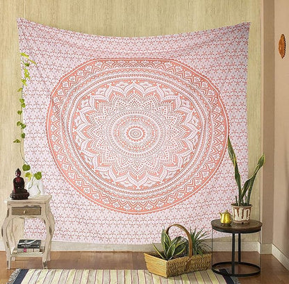 raajsee Rose Gold Elephant Mandala Tapestry For Bedroom - Indie Boho Trippy Wall Hanging 30x40 Inches