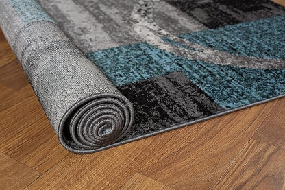Rugshop Contemporary Abstract Circle Design Soft Round Rug 6' 6" (6' 6" Diameter) Gray