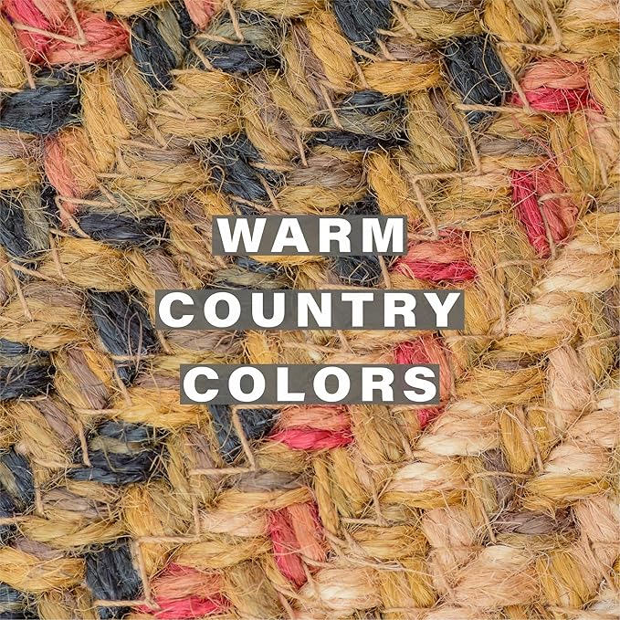 Homespice Russet Jute Braided Table Runner, Warm Country Decor, Set of 2, Multicolor Oval 8x28 - Rich Colors, Easy to Clean, Durable and Protects Furniture