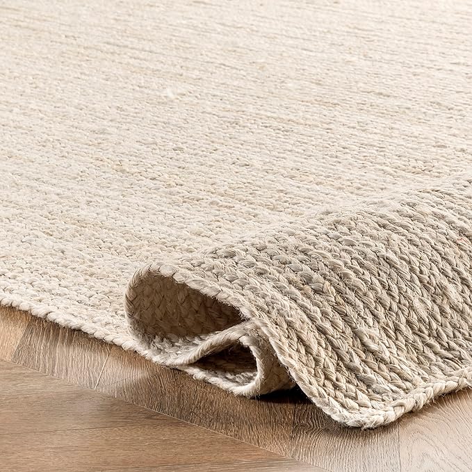 nuLOOM Oval 3x5 Rigo Jute Hand Woven Area Rug, Off White, Solid Farmhouse Design, Natural Fiber, For Bedroom, Living Room, Dining Room, Hallway, Office, Kitchen, Entryway