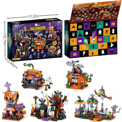 31-Day Halloween Advent Calendar 2025, Halloween Countdown Calendar for Kids Adult - Haunted House, Pumpkins, Ghosts Mini Building Block Gifts for Kids Party Goodie Bag Stuffers