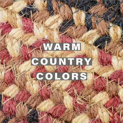 Homespice Prescott Jute Braided Long Table Runner, Warm Primitive Decor, Black and Red Rectangle 11x36 - Rich Colors, Easy to Clean, Durable and Protects Furniture
