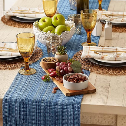 DII Variegated Tabletop Collection, Table Runner, 13x72, Nautical Blue