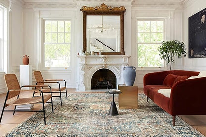 Loloi Margot Collection MAT-02 Terracotta/Lagoon 2'-6" x 11'-6" Runner Rug feat. CloudPile, No-Shed Easy Clean Large Patterned Area Rug for Living Room, Bedroom, Dining Area