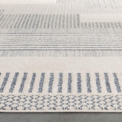 Well Woven Harlow Collection Briar Light Blue - Modern Tribal Minimalist Geometric 8x10 Area Rug - Ideal for Living Room, Dining Room & Bedroom - Durable, Stain Resistant & Easy to Clean