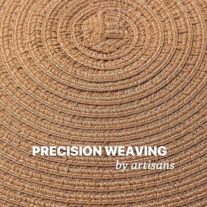 Round Placemats Set of 12 Woven Placemats Washable Braided Table Mats for Dining Table Heat Resistant Non-Slip Circle Place Mats(Brown)