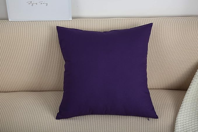 TangDepot Handmade Decorative Solid 100% Cotton Canvas Throw Pillow Covers/Pillow Shams, (28" x28" , Purple, 1 Count (Pack of 1))