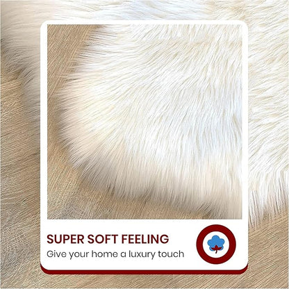Free Shape Luxury Soft Fluffy Shag Area Rug Single and a Half 2'x4', 60x120cm - Vegan Fur Ultra Soft Indoor Carpet Nursery Rugs for Bedroom Home Decor, White