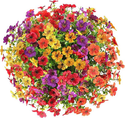 Artificial Faux Hanging Flowers Plants Basket for Outdoors Outside Home Decoration,Hanging Planters with Realistic Silk Fake Daisy Flowers UV Resistant for Balcony Patio Porch Spring Summer Multicolor