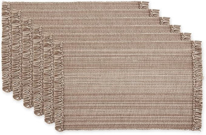 DII Variegated Tabletop Collection, Placemat Set, 13x19, Mushroom, 6 Piece