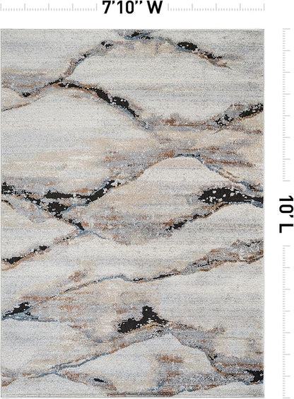 Rugshop Contemporary Gray Striated Area Rug Durable, Kid & Pet Friendly 7' 10" x 10' Ideal for Covering Large Floor Areas in Living Rooms, Master Bedrooms, or Lofts