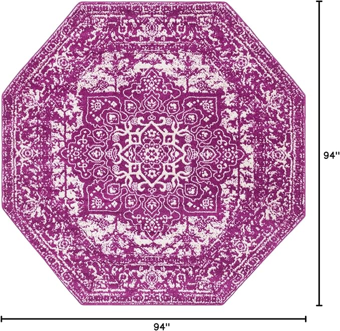 Rugs.com Arlington Collection Rug – 8 Ft Octagon Purple Medium-Pile Rug Perfect for Living Rooms, Kitchens, Entryways