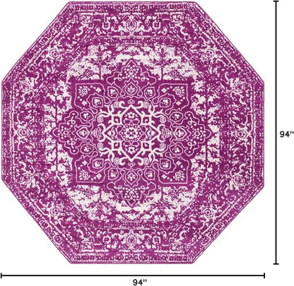 Rugs.com Arlington Collection Rug – 8 Ft Octagon Purple Medium-Pile Rug Perfect for Living Rooms, Kitchens, Entryways