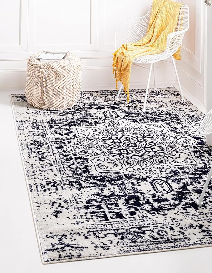 Rugs.com Arlington Collection Rug – 7' x 10' Blue Medium-Pile Rug Perfect for Living Rooms, Large Dining Rooms, Open Floorplans