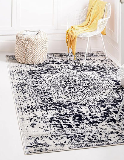 Rugs.com Arlington Collection Rug – 7' x 10' Blue Medium-Pile Rug Perfect for Living Rooms, Large Dining Rooms, Open Floorplans