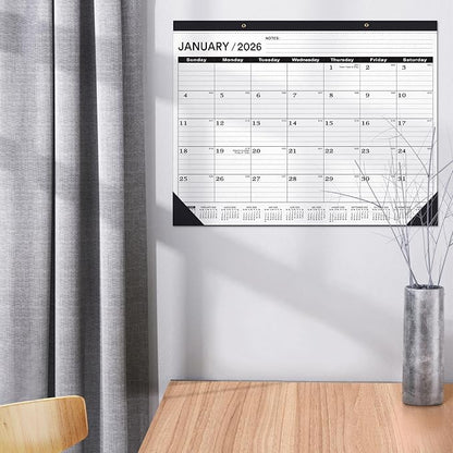 Desk Calendar 2026 Large 22 x17, Desk Calendar 2026-3 PACK-January 2026 to June 2027,2026 Calendar,Classic Black,Large Calendar 2026-2027 with Plastic Cover.