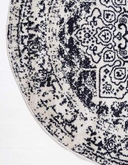 Rugs.com Arlington Collection Rug – 5 Ft Round Blue Medium-Pile Rug Perfect for Kitchens, Dining Rooms