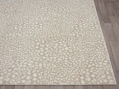 Abani Beige Cheetah Print 5'3" x 7'6" Area Rug Rugs, Arto Collection - Contemporary Durable Accent Rug