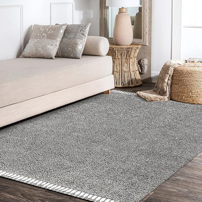JONATHAN Y Mercer Shag Plush Tassel Charcoal Indoor Area Rug, 5x8, Contemporary, Modern, Easy-Cleaning for Living Room, Bedroom, Kitchen, Pet Friendly, Non-Shedding (MCR100B-5)