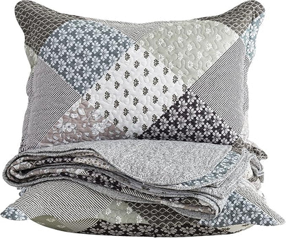 HoneiLife Queen Size Quilt Set - 3 Piece Microfiber Quilts Reversible Bedspreads Patchwork Coverlets Rustic Bedding Set for Queen Bed
