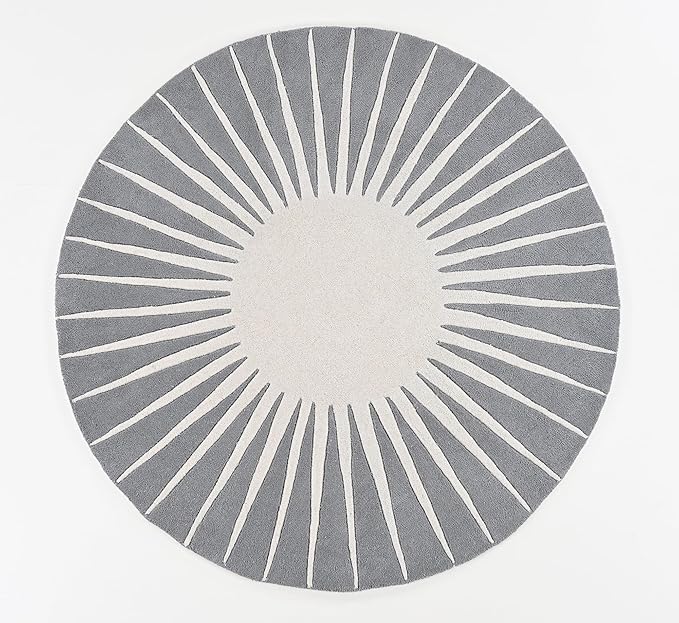 Modern Round Area Rug – Hand-Tufted with 100% NZ Wool, Thick & Soft Circular Carpet for Living Room, Bedroom & Dining Room Decor (Grey, 6' Round)
