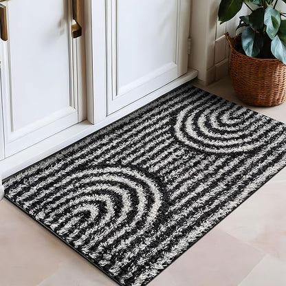 Rugshop Abstract Arch Shag Area Rug Anthracite Dark Gray 2' x 3' Ideal for Entryways, Kitchens, or Small Spaces
