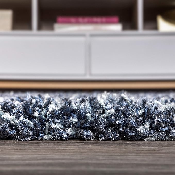 JONATHAN Y Mercer Shag Plush Tassel Denim Blue Runner Rug, 2x8, Contemporary, Modern, Easy-Cleaning for Living Room, Bedroom, Kitchen, Pet Friendly, Non-Shedding (MCR100C-28)