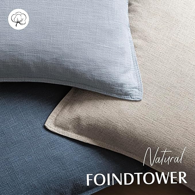 Foindtower Pack of 2, Decorative Linen Soild Throw Pillow Covers Soft Accent Euro Cushion Case Boho Farmhouse Pillowcase for Chair Couch Sofa Bedroom Living Room Home Decor 26 x 26 Inch Sky Blue