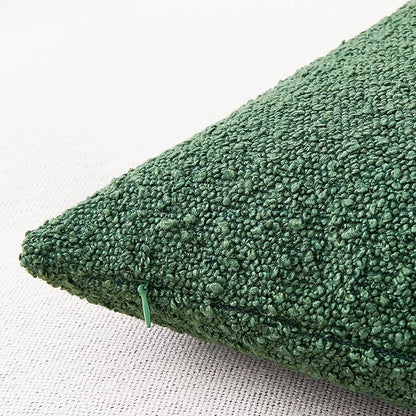 Mixhug Decorative Boucle Throw Pillow Covers, Forest Green, 20 x 20 Inches, Pack of 2 - Textured Boho Pillow Covers for Couch and Bed