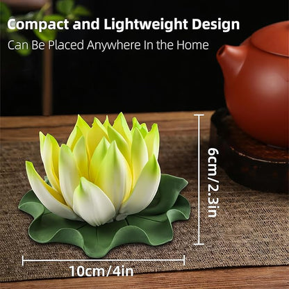 Lotus Incense Burner - Incense Burner Holder for Home Incense Holder Decor Incense Holder for Sticks Yoga, SPA(Z4-Green Yellow)