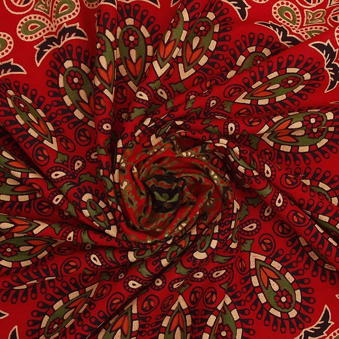 raajsee Red Tapestry- Best Mandala Wall Hanging- Bedding Tapestry For Bedroom Aesthetic-Size TWIN 140 X 210 CMS