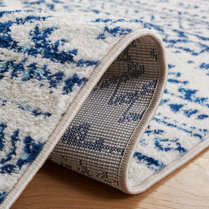 SAFAVIEH Tulum Collection Area Rug - 6'7" Round, Ivory & Navy, Moroccan Boho Tribal Design, Non-Shedding & Easy to Clean, Ideal for Living Room, Bedroom, Dining Space (TUL272D)
